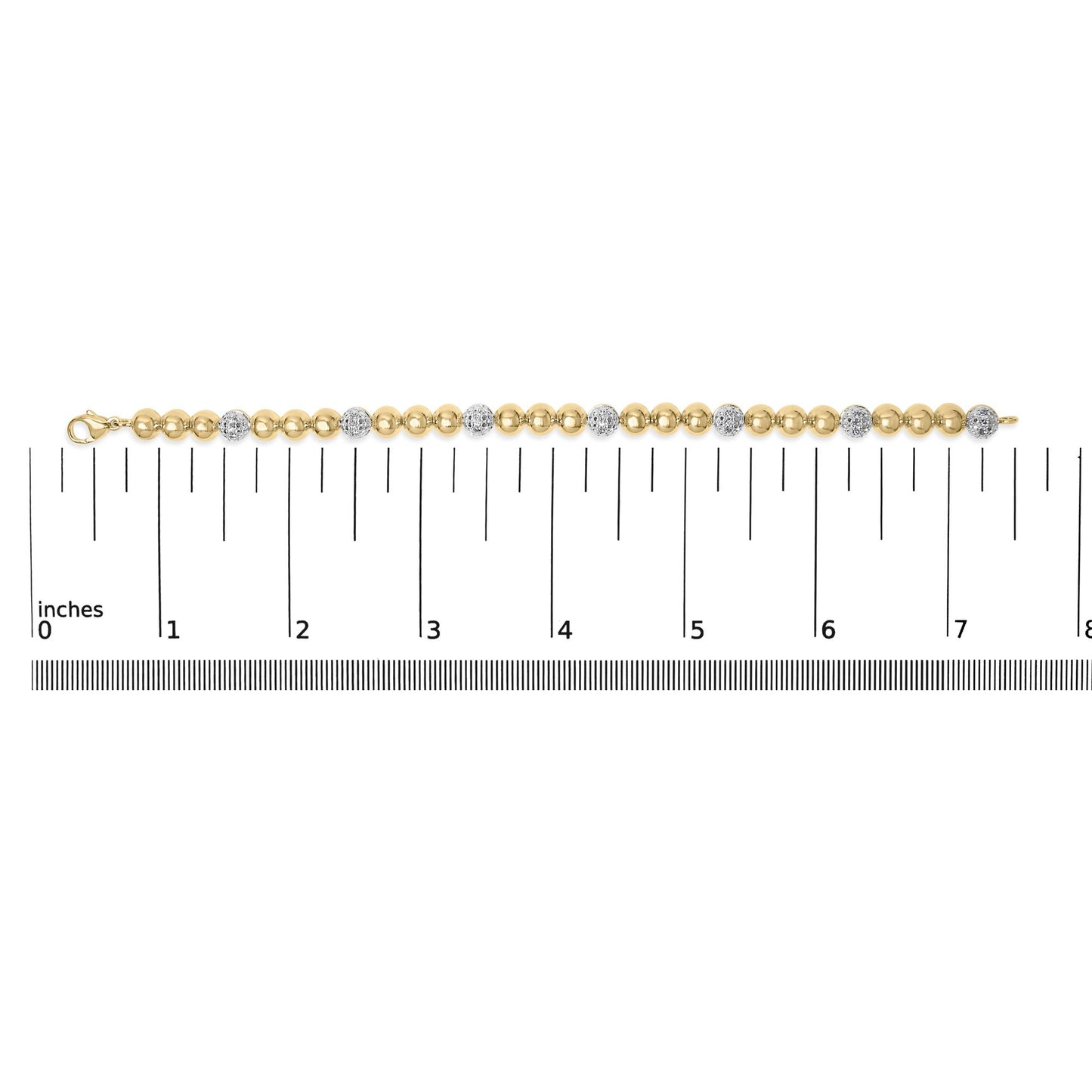 Gold Vermeil 1/5 Cttw Diamond Bold Dome Bead Link Bracelet