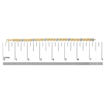 Gold Vermeil 1/5 Cttw Diamond Bold Dome Bead Link Bracelet