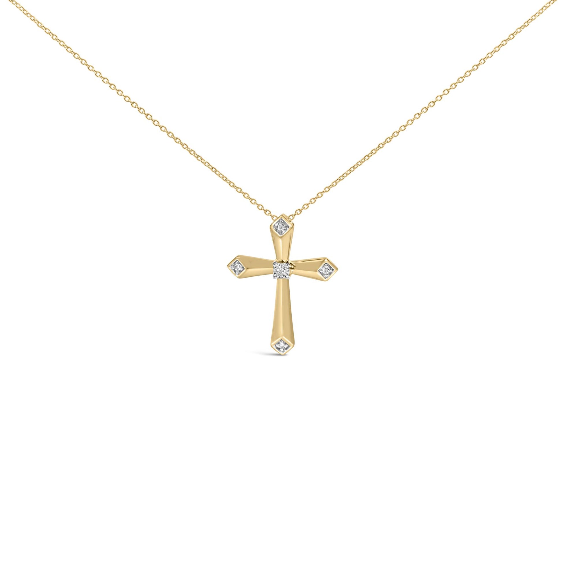 Gold Vermeil Diamond Accent Cross Pendant Necklace