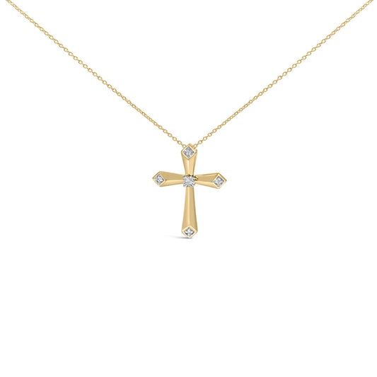 Gold Vermeil Diamond Accent Cross Pendant Necklace