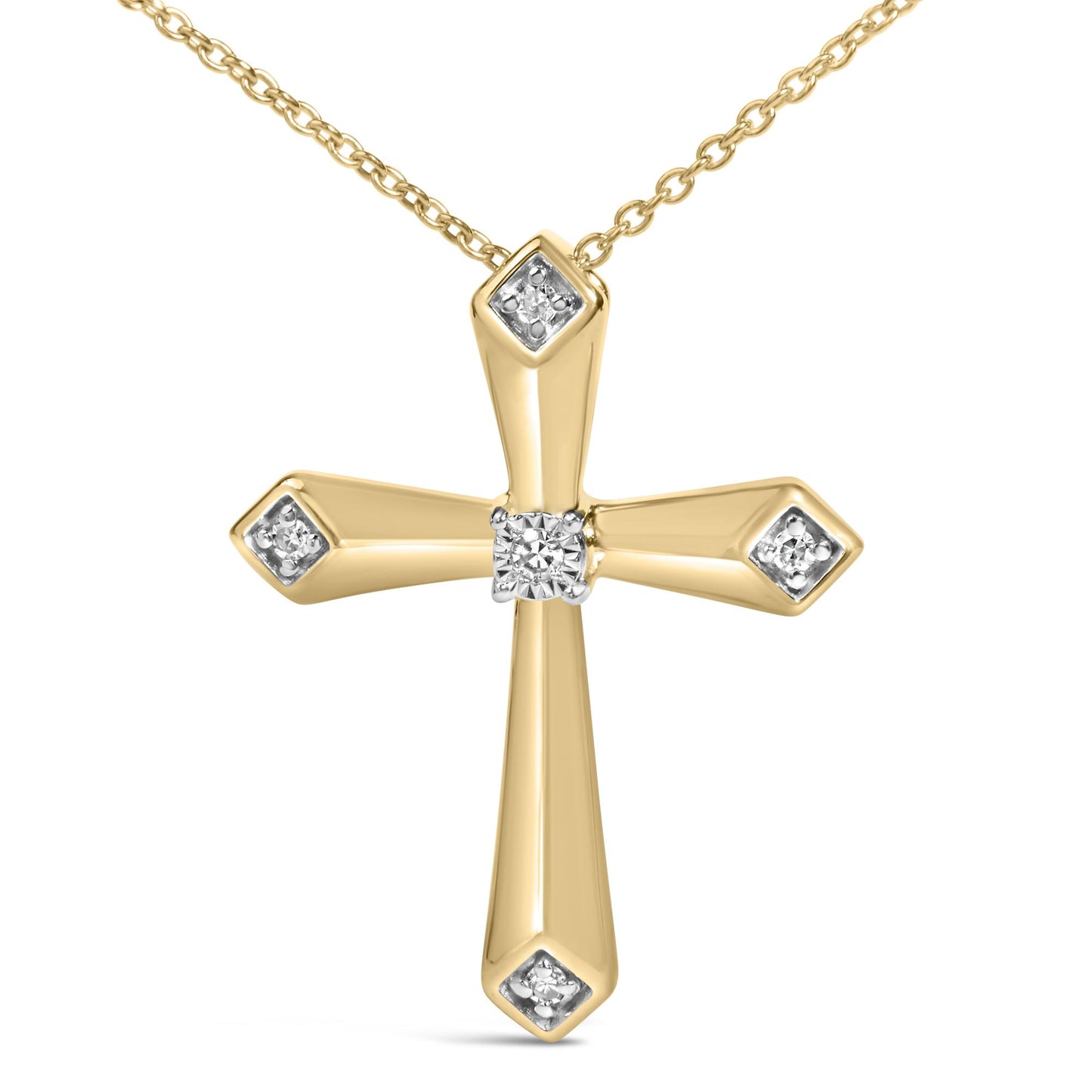 Gold Vermeil Diamond Accent Cross Pendant Necklace