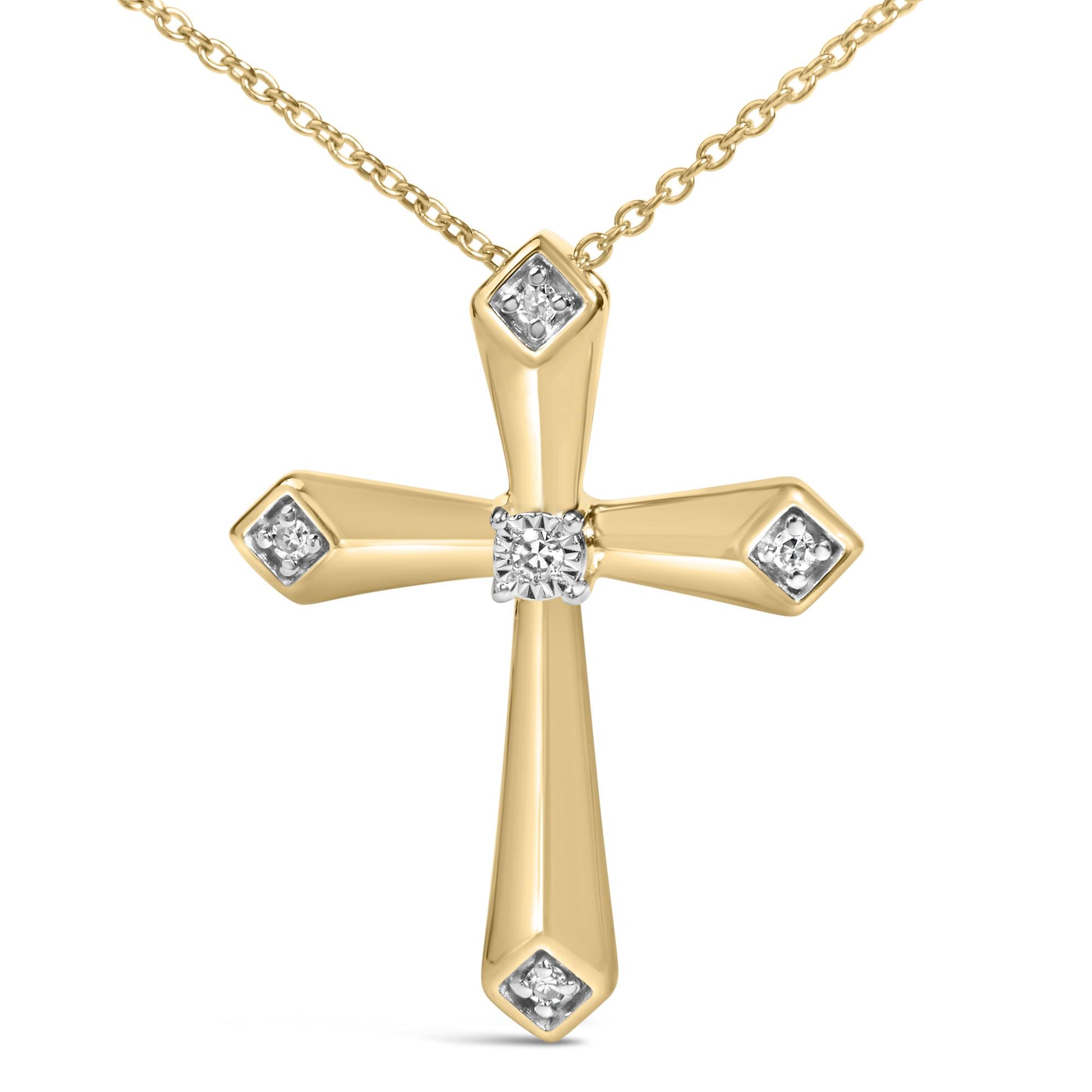 Gold Vermeil Diamond Accent Cross Pendant Necklace
