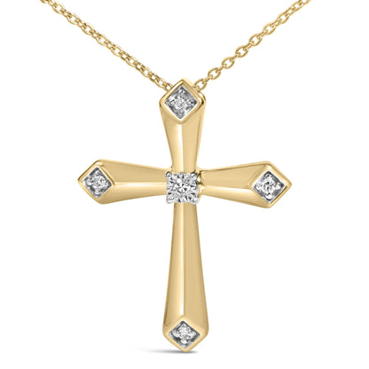 Gold Vermeil Diamond Accent Cross Pendant Necklace