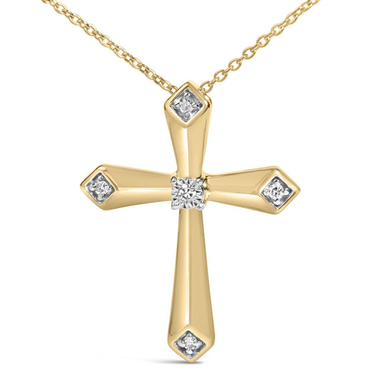 Gold Vermeil Diamond Accent Cross Pendant Necklace