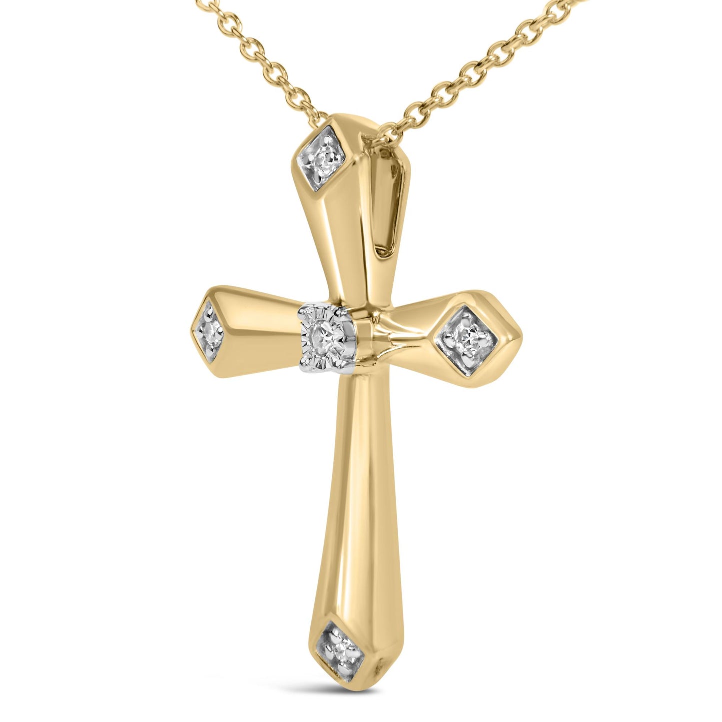 Gold Vermeil Diamond Accent Cross Pendant Necklace