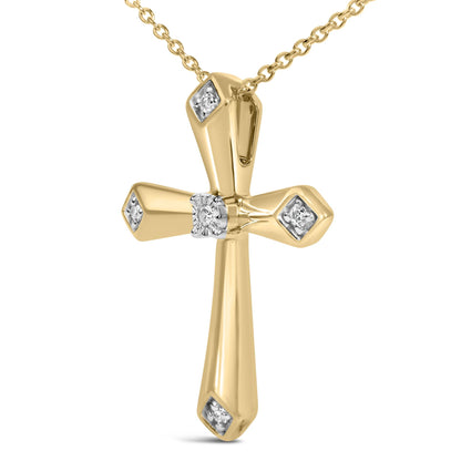 Gold Vermeil Diamond Accent Cross Pendant Necklace