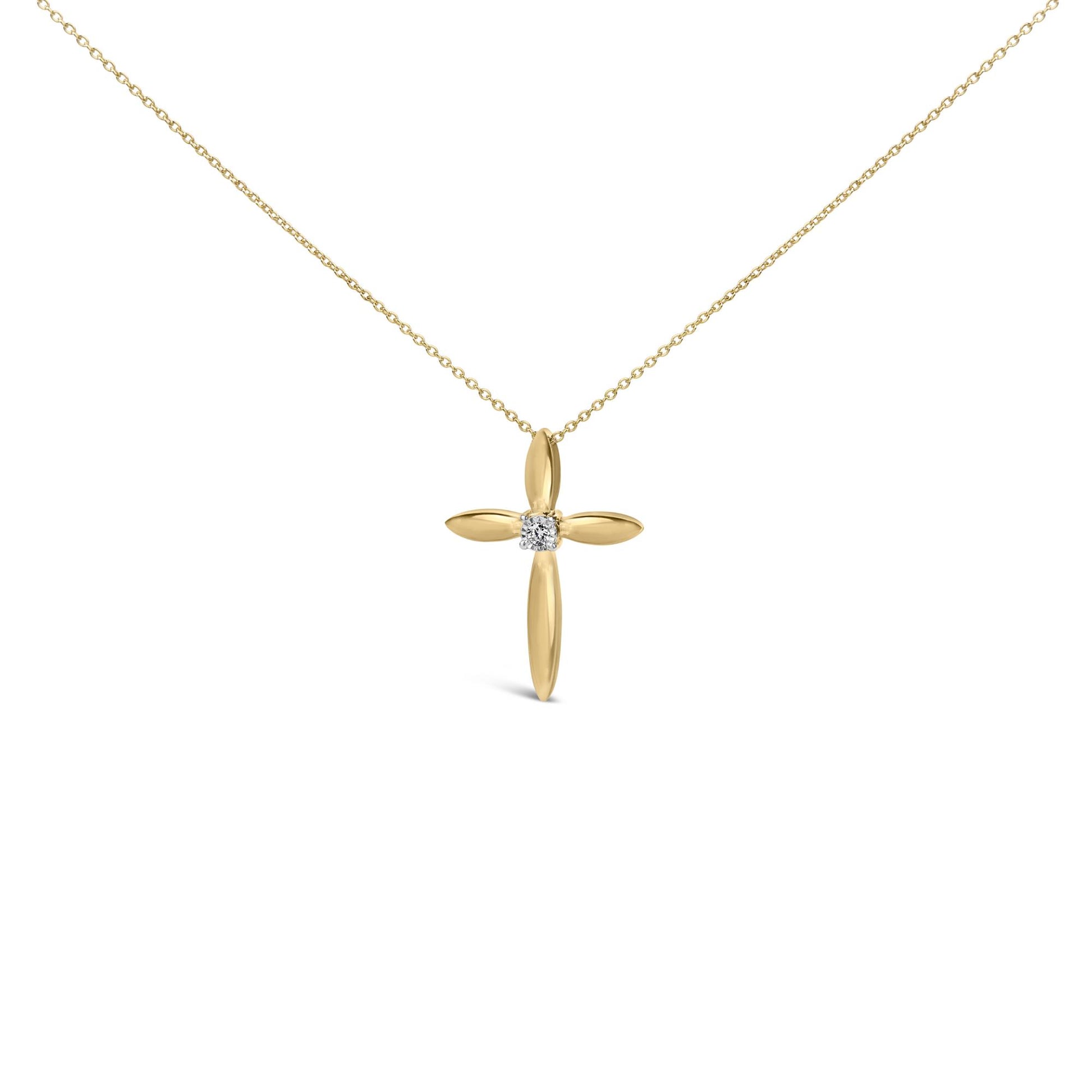 Gold Vermeil Diamond Accent Cross Pendant Necklace