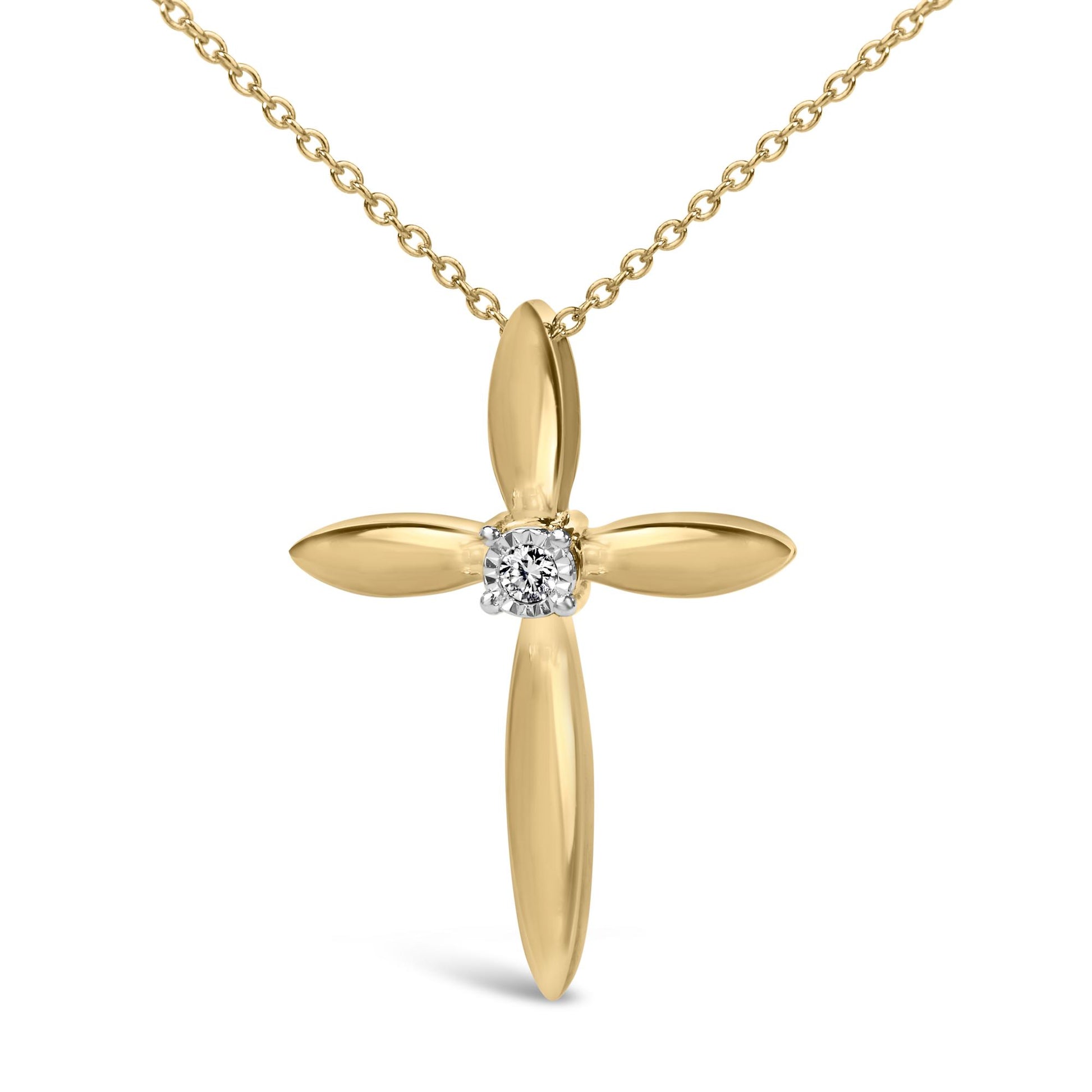 Gold Vermeil Diamond Accent Cross Pendant Necklace