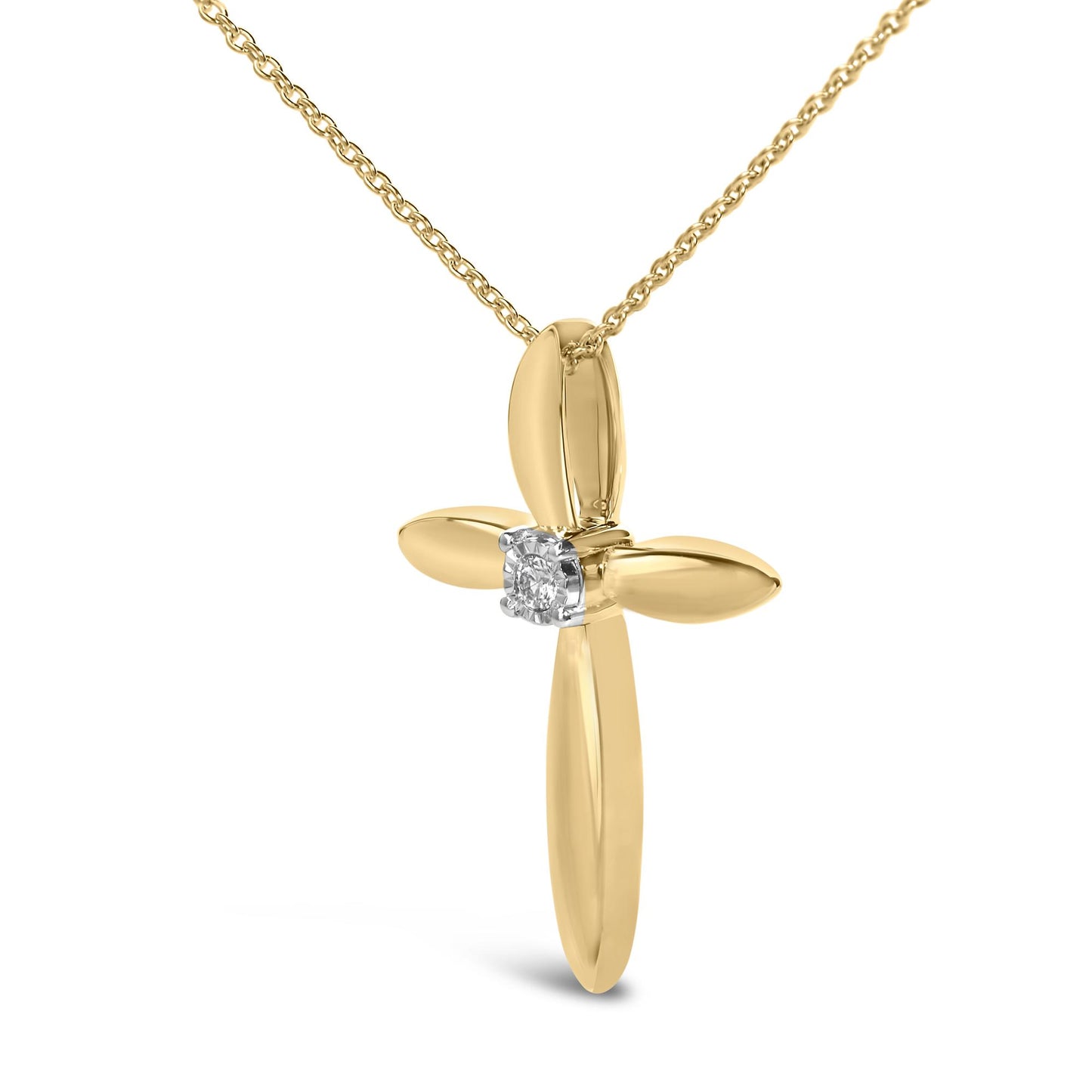 Gold Vermeil Diamond Accent Cross Pendant Necklace