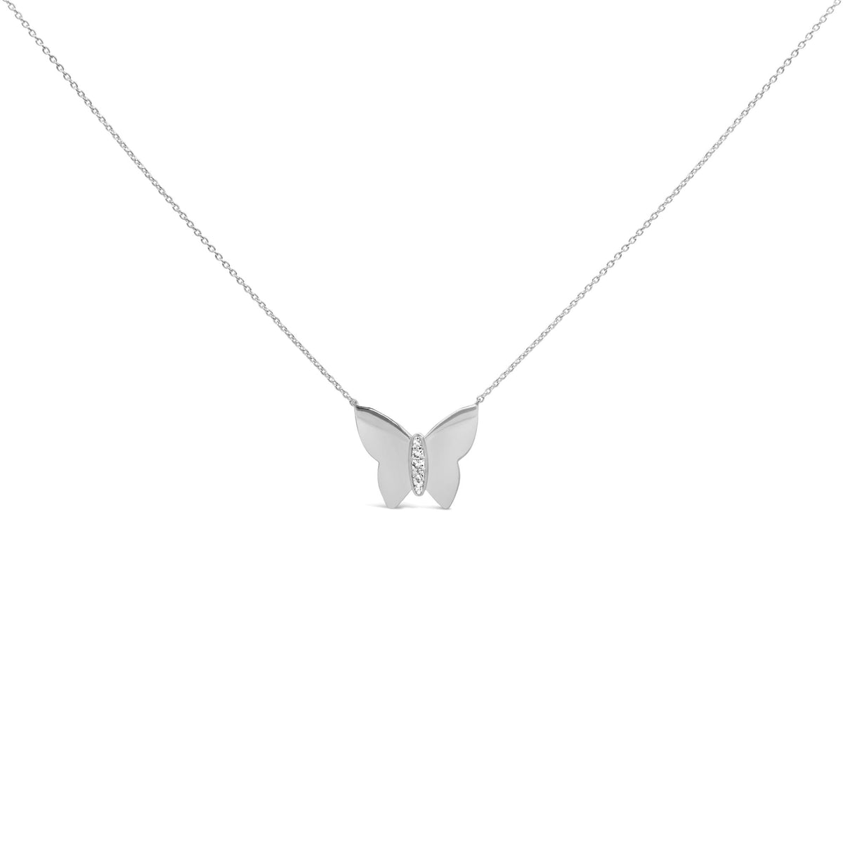 Sterling silver diamond-accent butterfly pendant necklace, product image 1
