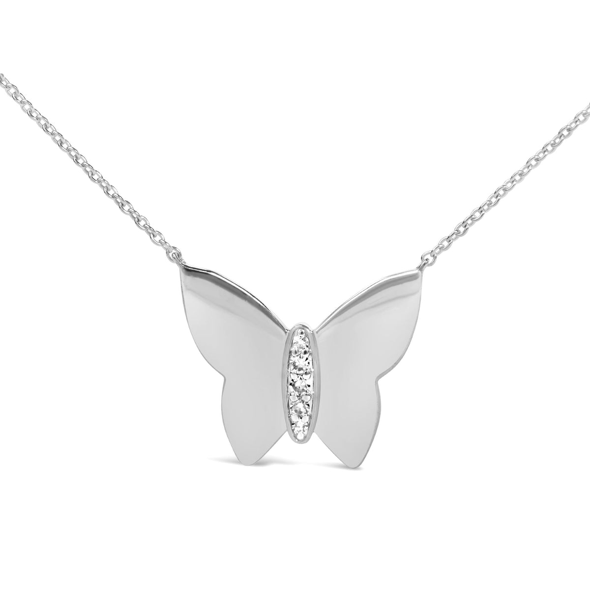 Sterling silver diamond-accent butterfly pendant necklace, product image 2