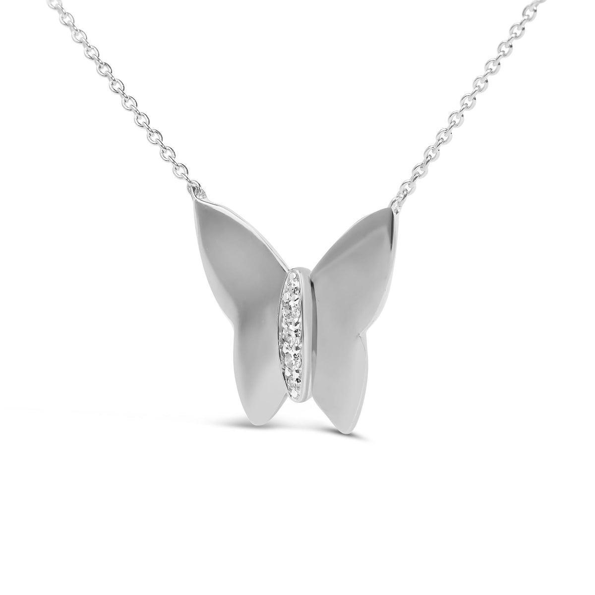 Sterling silver diamond-accent butterfly pendant necklace, product image 4