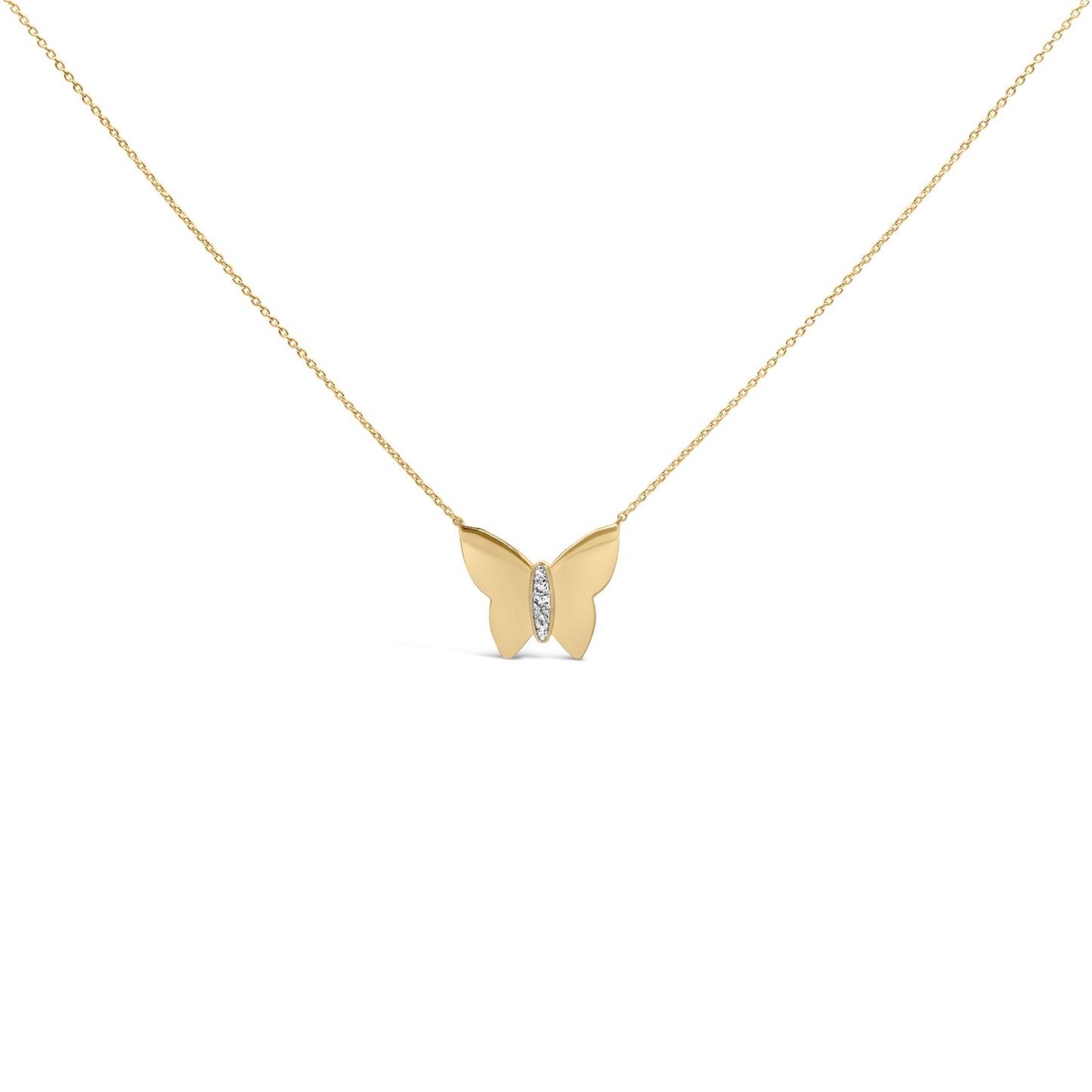 Gold Vermeil Diamond Accent Butterfly Pendant Necklace