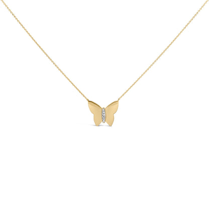 Gold Vermeil Diamond Accent Butterfly Pendant Necklace