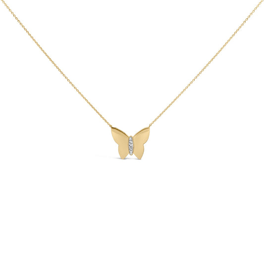 Gold Vermeil Diamond Accent Butterfly Pendant Necklace