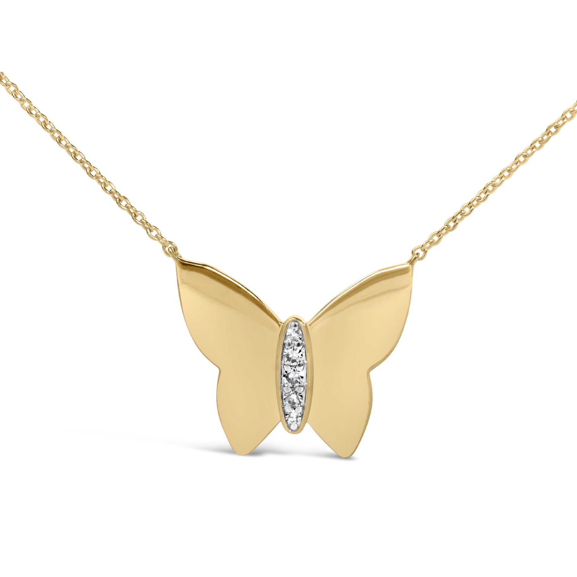 Gold Vermeil Diamond Accent Butterfly Pendant Necklace