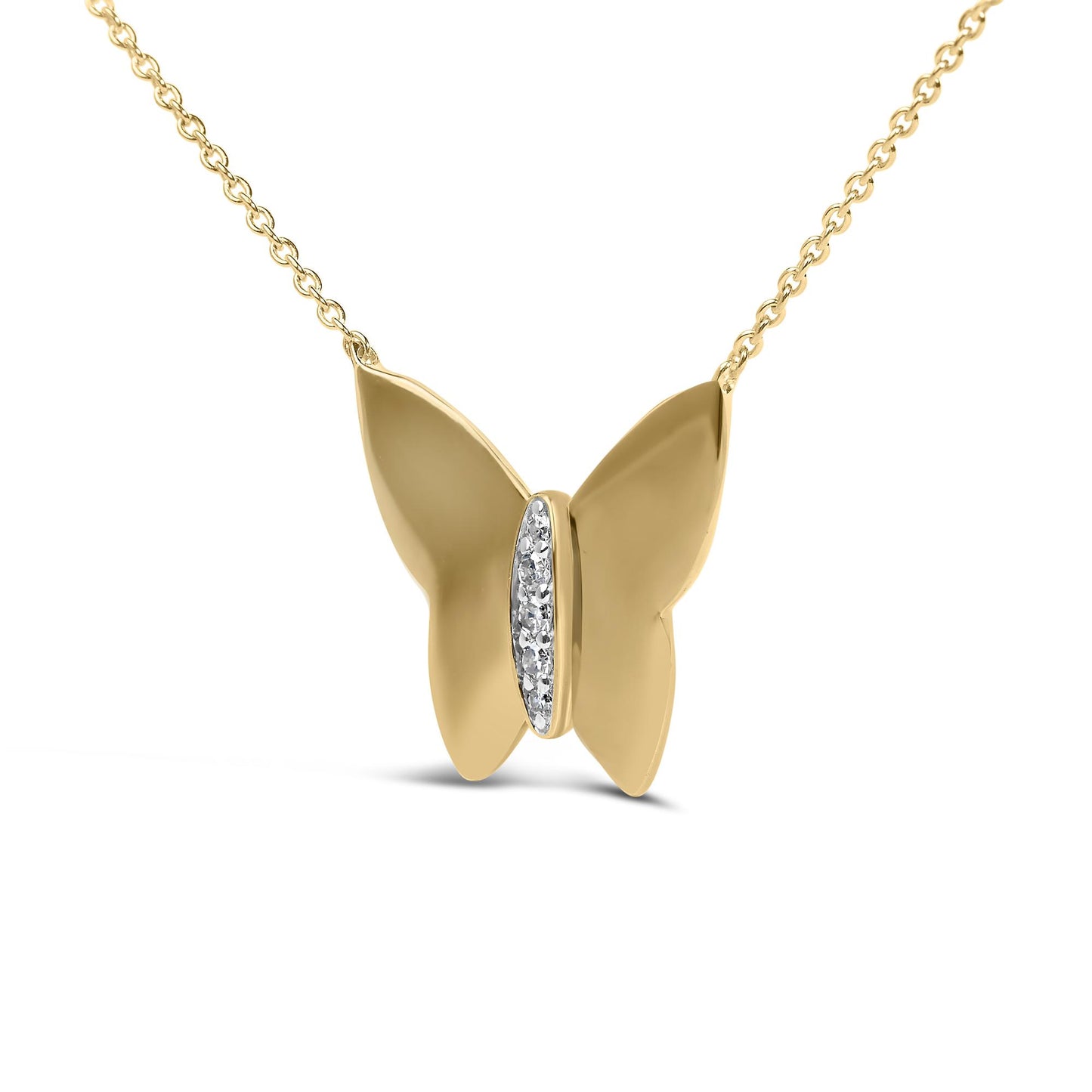 Gold Vermeil Diamond Accent Butterfly Pendant Necklace