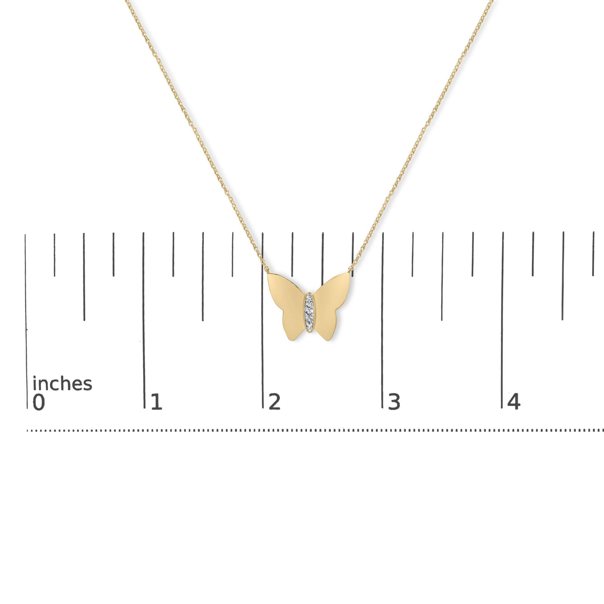 Gold Vermeil Diamond Accent Butterfly Pendant Necklace