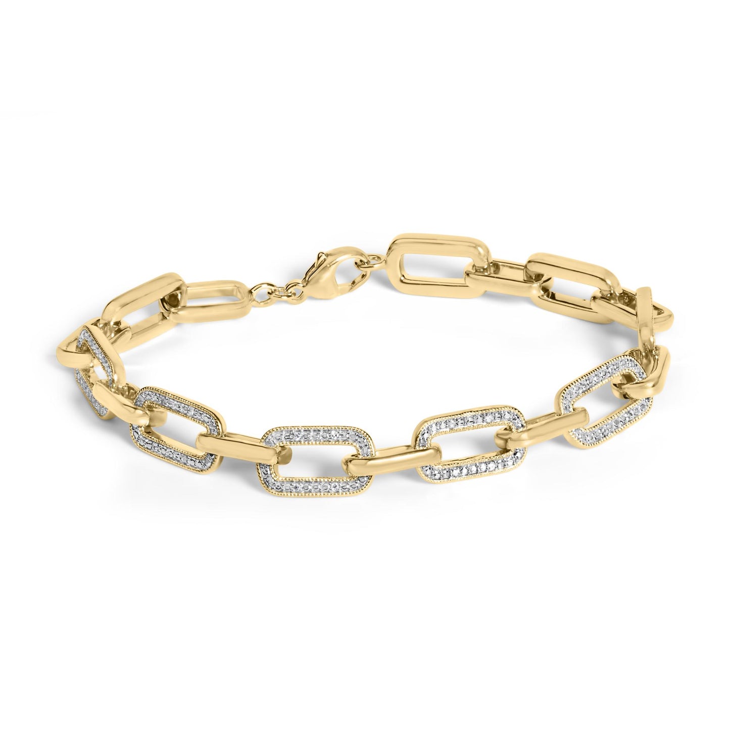 Gold Vermeil 1/10 Cttw Diamond Bold Paperclip Link Bracelet
