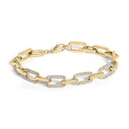 Gold Vermeil 1/10 Cttw Diamond Bold Paperclip Link Bracelet