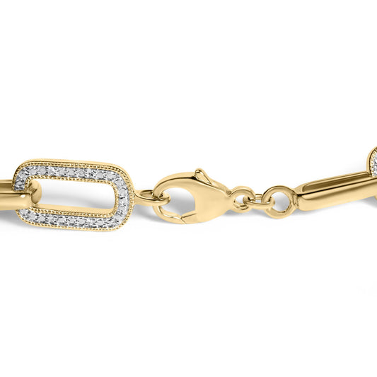Gold Vermeil 1/10 Cttw Diamond Bold Paperclip Link Bracelet