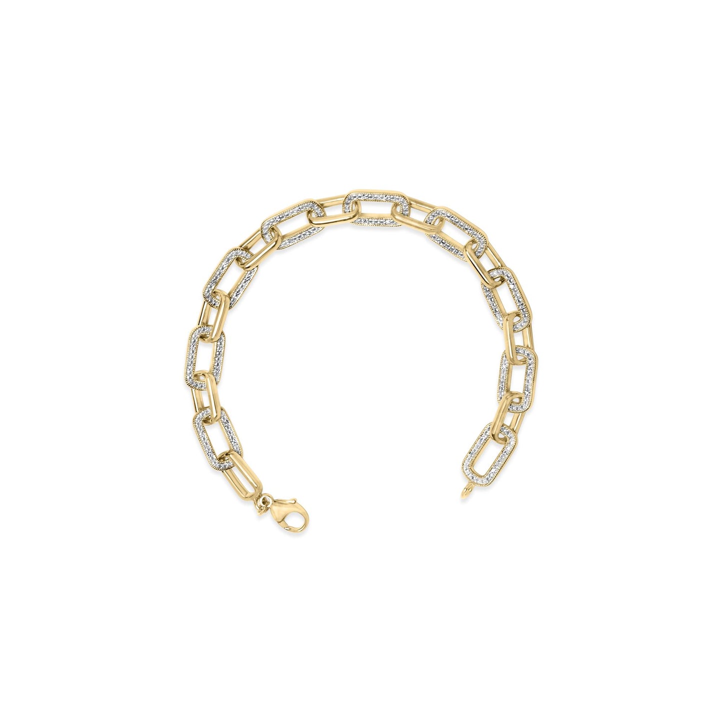 Gold Vermeil 1/10 Cttw Diamond Bold Paperclip Link Bracelet