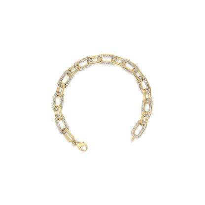 Gold Vermeil 1/10 Cttw Diamond Bold Paperclip Link Bracelet