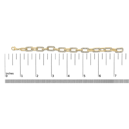 Gold Vermeil 1/10 Cttw Diamond Bold Paperclip Link Bracelet