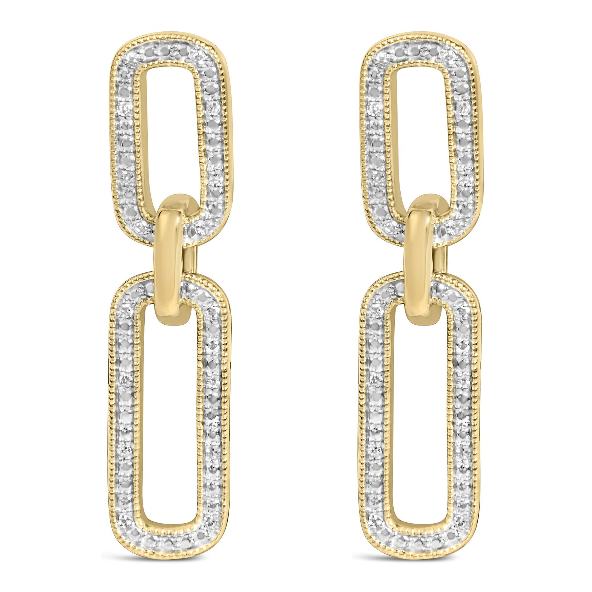 Gold Vermeil 1/10 Cttw Diamond Cttw Bold Paperclip Earring