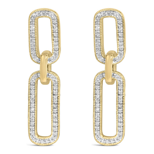 Gold Vermeil 1/10 Cttw Diamond Cttw Bold Paperclip Earring