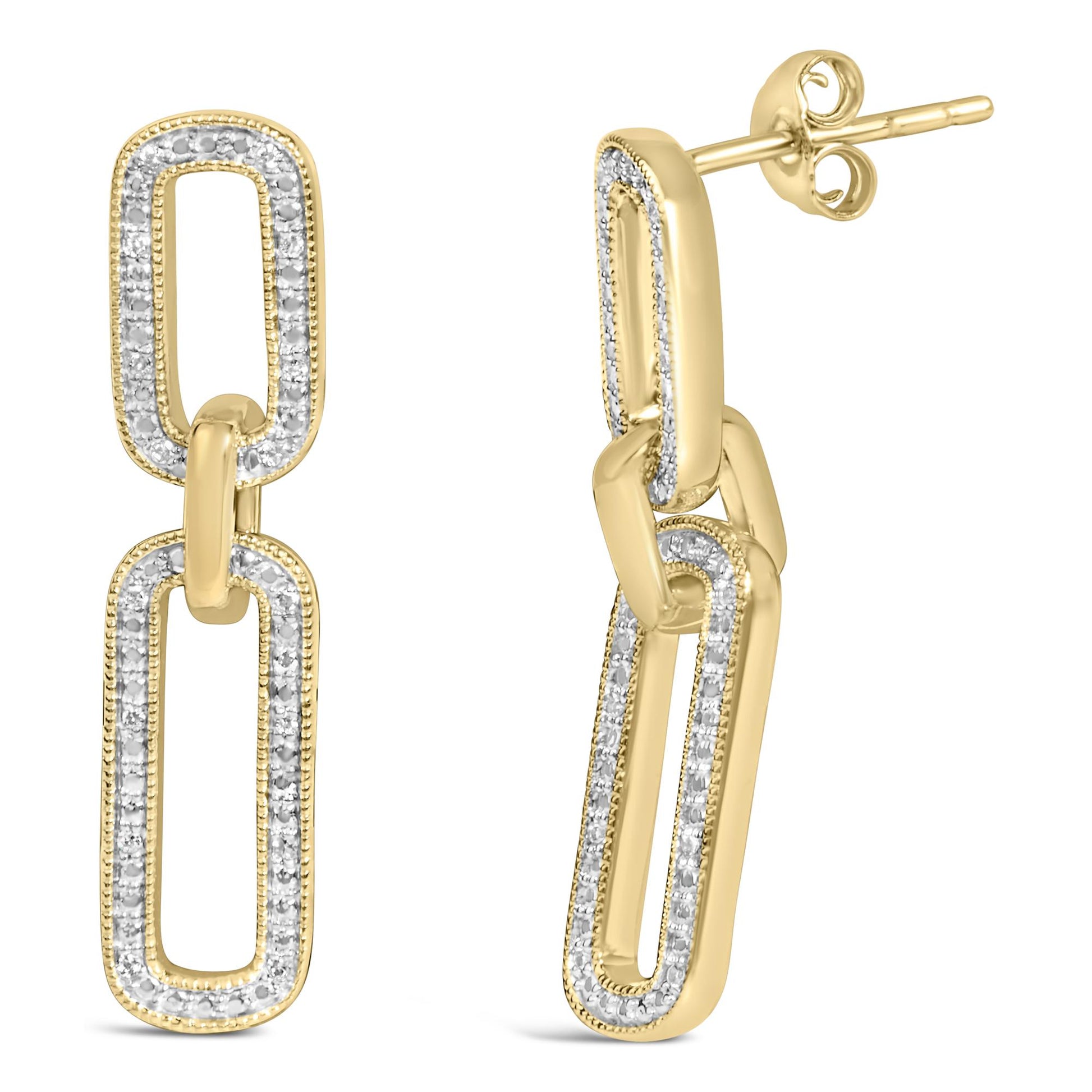 Gold Vermeil 1/10 Cttw Diamond Cttw Bold Paperclip Earring