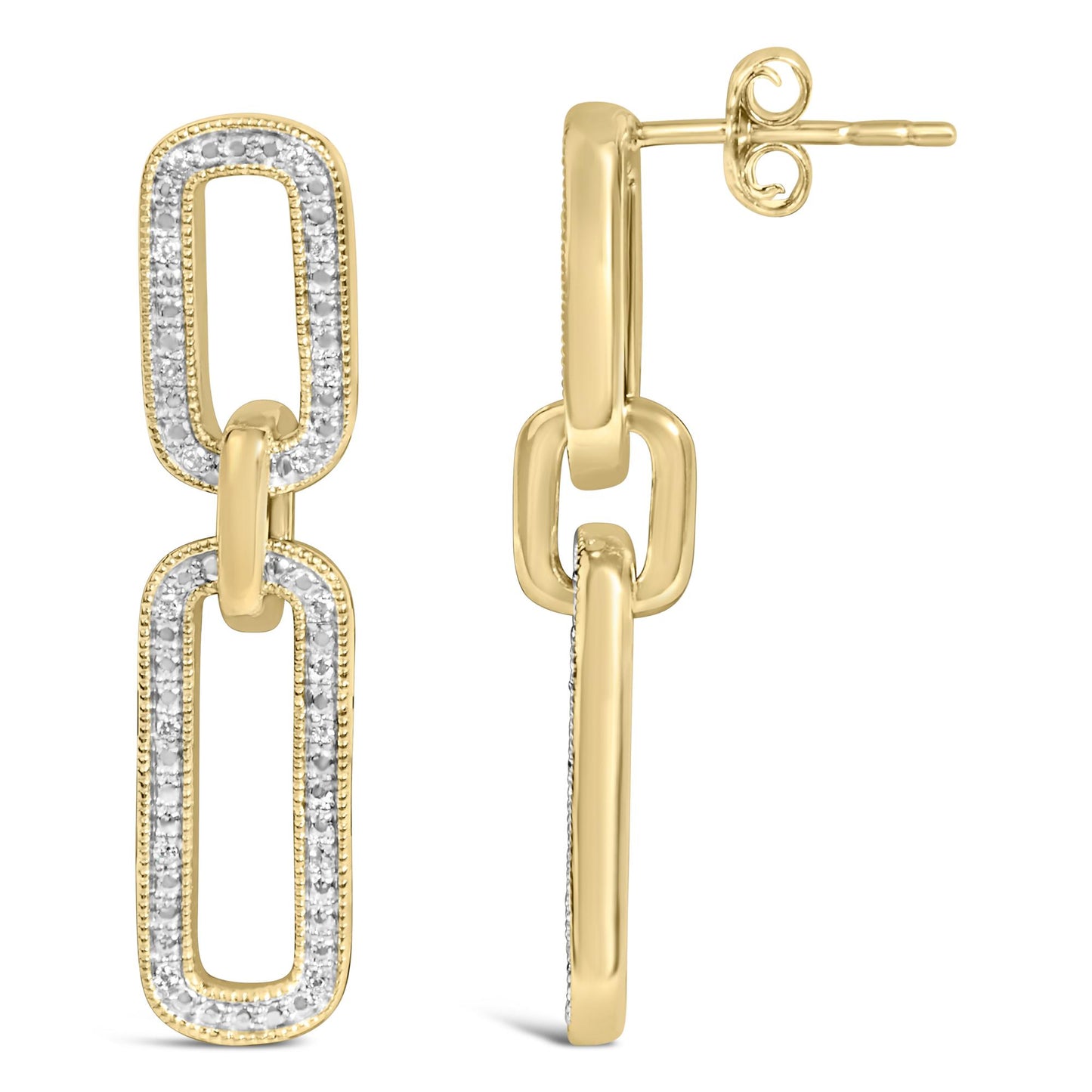 Gold Vermeil 1/10 Cttw Diamond Cttw Bold Paperclip Earring