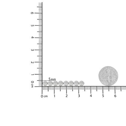 Close-up front view of a yellow necklace with round white gemstones in a pave setting, shown on a ruler for size reference.