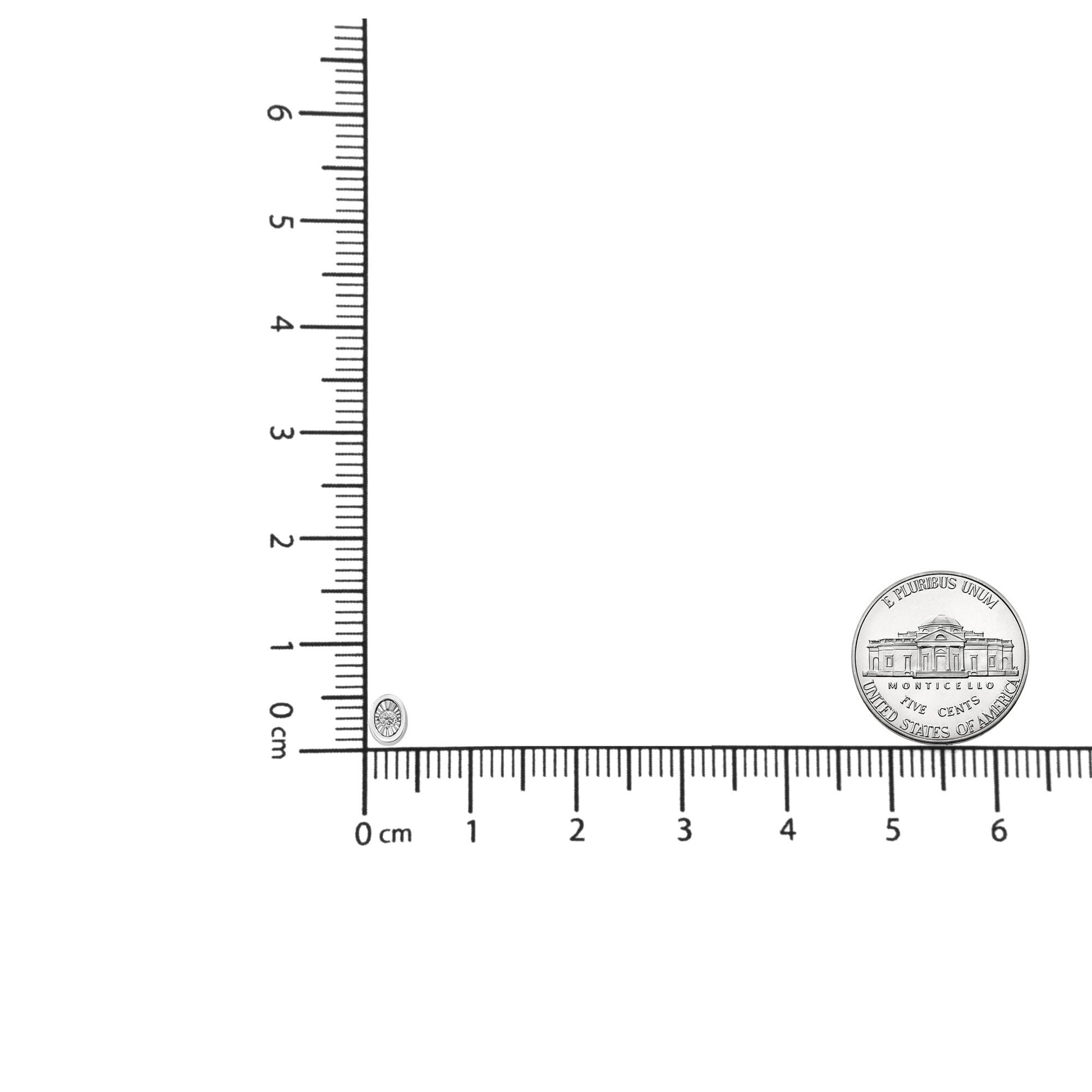 White metal round gemstone necklace pendant shown on a ruler for size reference, top-down angle.