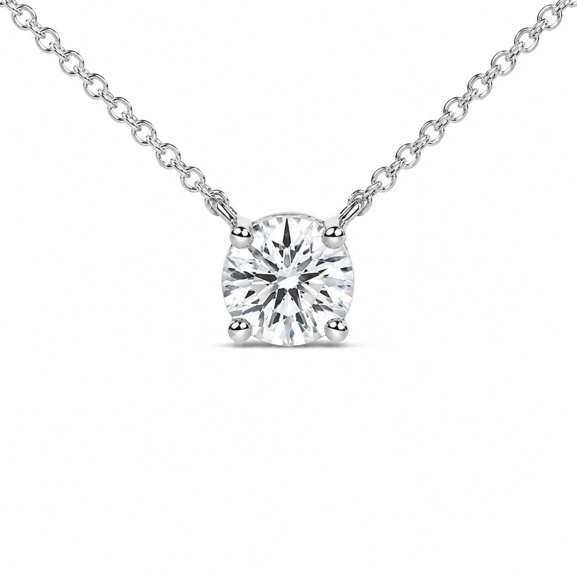 14K White Gold 1.00 Cttw Lab Grown Diamond Solitaire Pendant
