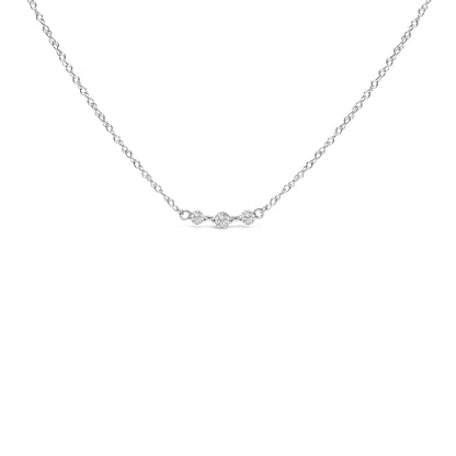 Sterling Silver 1/5 Cttw Lab Grown Diamond 3 Stone Station Necklace