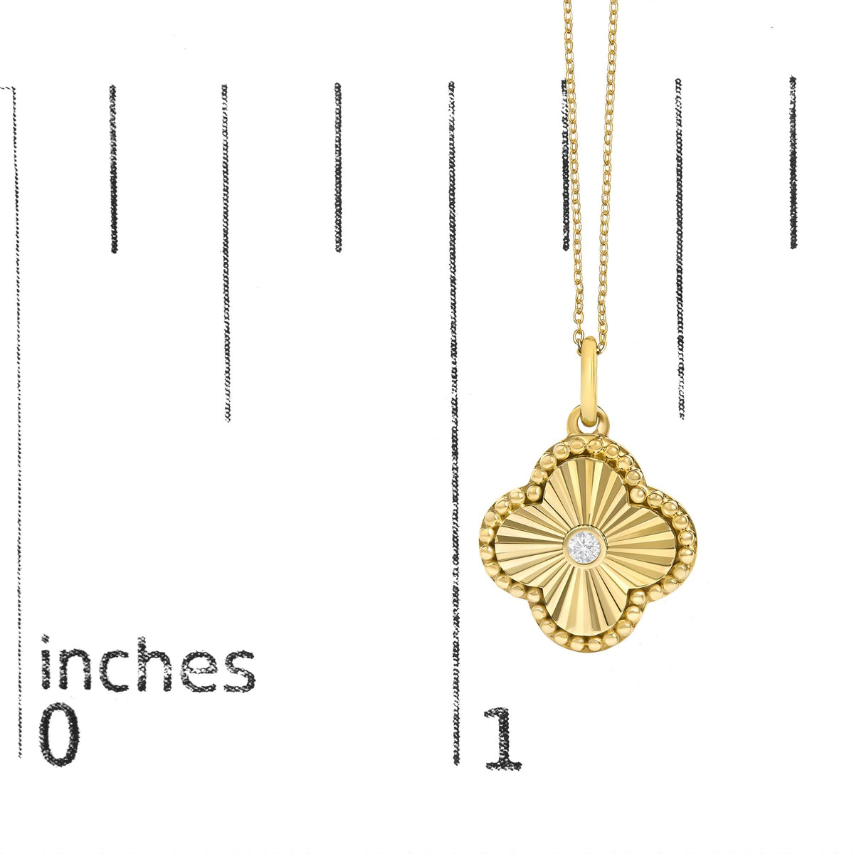 10K Yellow Gold Diamond Accent Clover Fluted Pendant Necklace