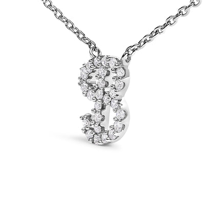 10K White Gold Diamond Accent  A-Z Initial Script Style Pendant Necklace