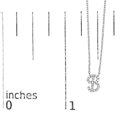 10K White Gold Diamond Accent  A-Z Initial Script Style Pendant Necklace