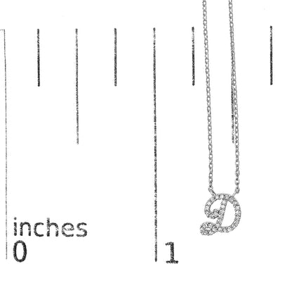 10K White Gold Diamond Accent  A-Z Initial Script Style Pendant Necklace