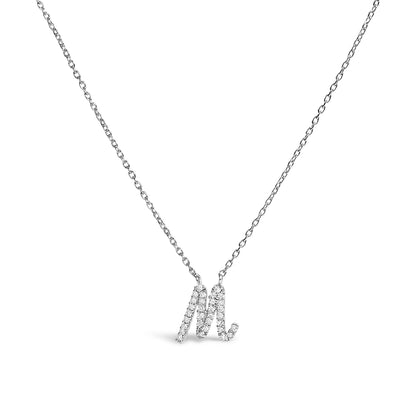 10K White Gold Diamond Accent  A-Z Initial Script Style Pendant Necklace