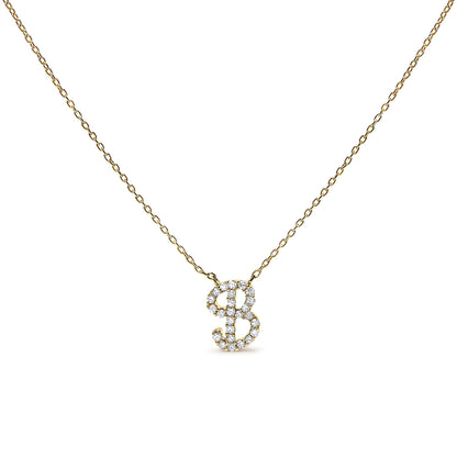 10K Yellow Gold Diamond Accent  A-Z Initial Script Style Pendant Necklace