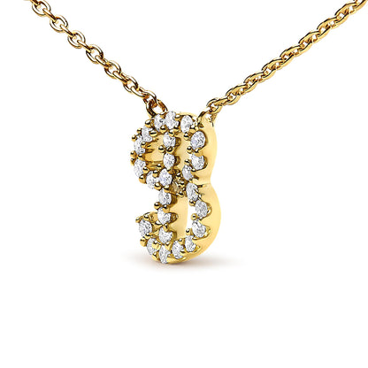 10K Yellow Gold Diamond Accent  A-Z Initial Script Style Pendant Necklace