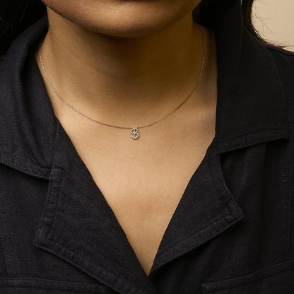 10K Yellow Gold Diamond Accent  A-Z Initial Script Style Pendant Necklace