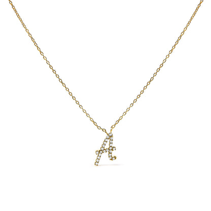 10K Yellow Gold Diamond Accent  A-Z Initial Script Style Pendant Necklace