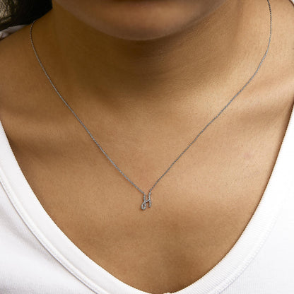 10K White Gold Diamond Accent  A-Z Initial Script Style Pendant Necklace