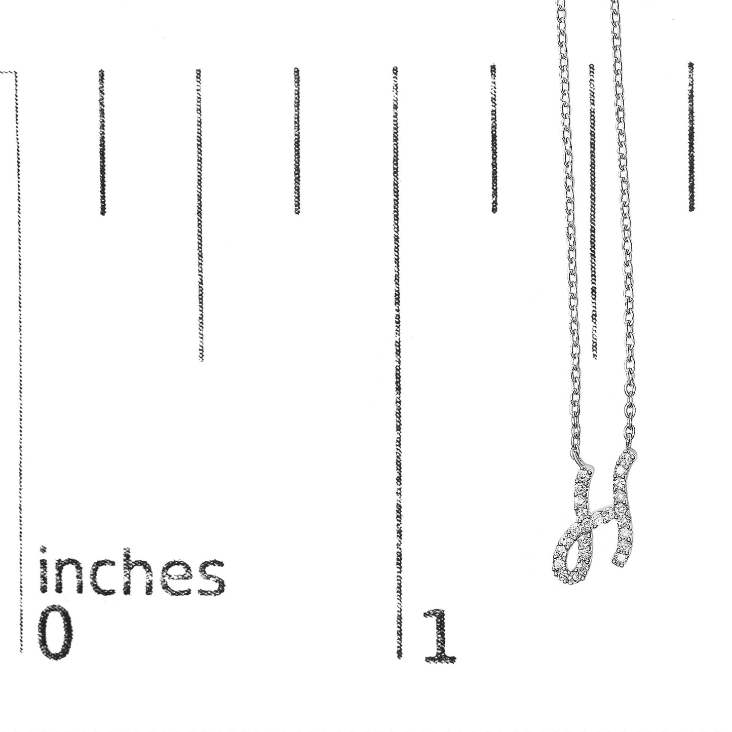 10K White Gold Diamond Accent  A-Z Initial Script Style Pendant Necklace