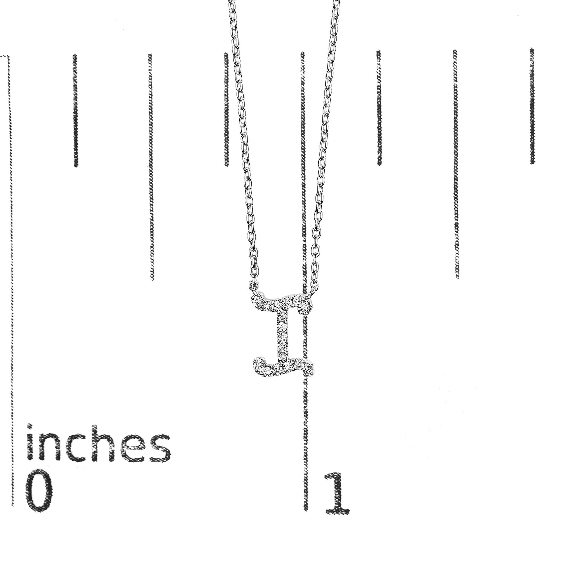 10K White Gold Diamond Accent  A-Z Initial Script Style Pendant Necklace