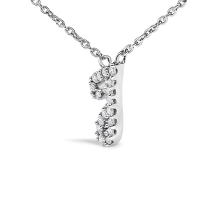 10K White Gold Diamond Accent  A-Z Initial Script Style Pendant Necklace