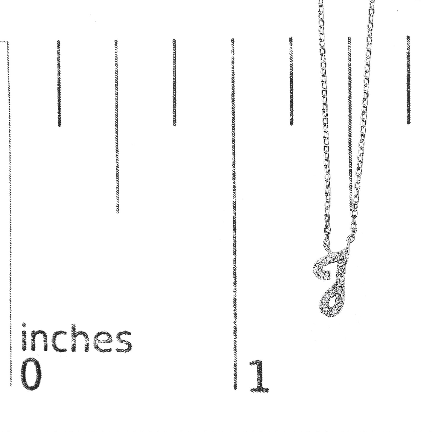 10K White Gold Diamond Accent  A-Z Initial Script Style Pendant Necklace
